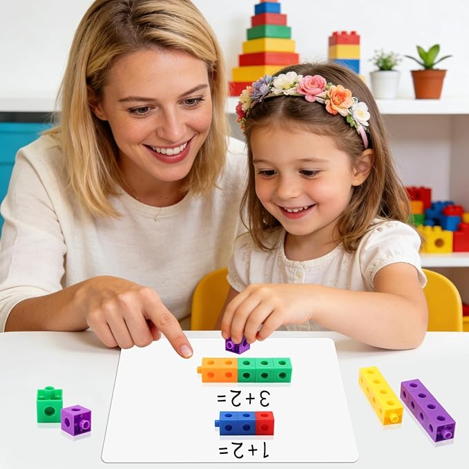 200 Pcs Math Linking Cubes - 10 Colors Connecting Counting Snap Blocks, Math Manipulatives for Early Math & Construction, Educational Toy for Preschool, Kindergarten, Homeschool