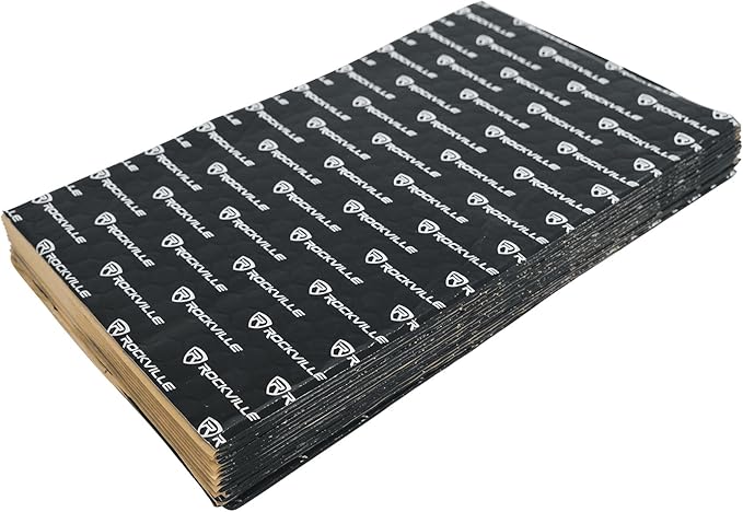 Rockville RockMat 15-25 2.5MM 100 MIL Sound Deadener Car Kit, 15.5 Sq Ft, 14 Flat Sheets, Roller Included, Heat Resistant, for Cars, Boats, UTVs, ATVs, Studios