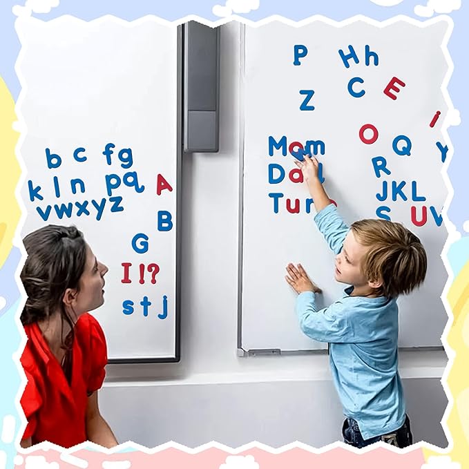 LOVESTOWN Magnetic Alphabet Letters Kit for Kids, Double Sided Magnetic Board with Storage Box, Educational Learning Toys for Preschool Classroom and Home, 234 Pieces (Pack of 2)