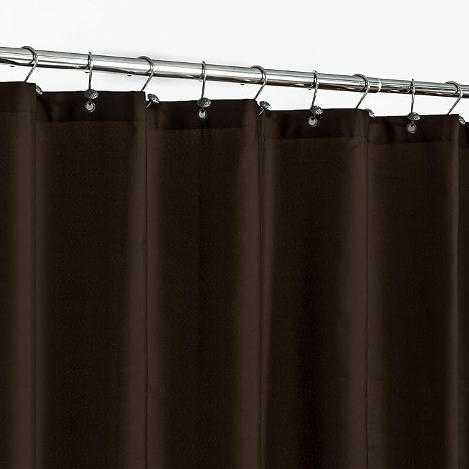N&Y HOME Fabric Shower Curtain or Liner with Magnets - Brown Shower Curtain for Bathroom with Hotel Quality, Machine Washable - Brown, 72x72