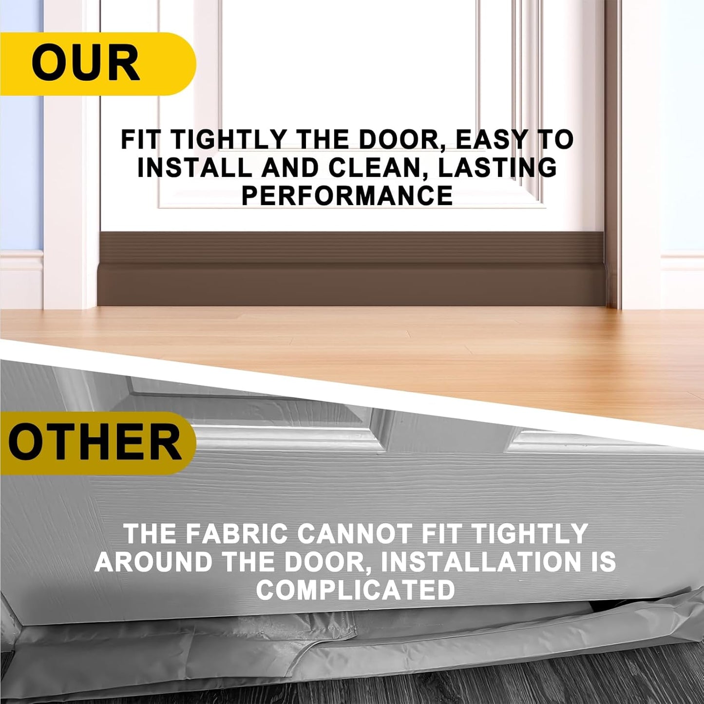 Door Draft Stopper,Door Sweep for Bottom of Doors,Weather Stripping Seal Draft Guard Blocker Noise Cold Air Insulation Soundproofing for Exterior Interior Home Improvement(Brown, 78")