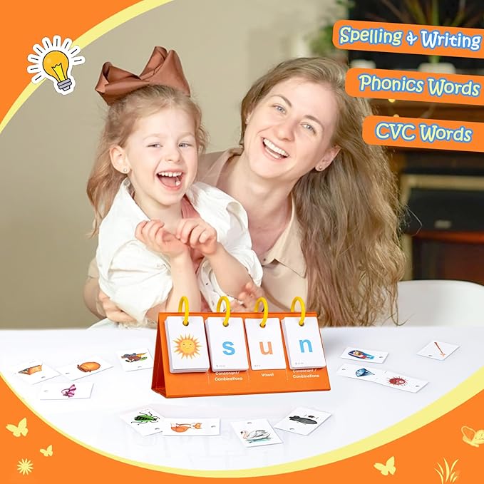 Phonics Flash Cards Learn to Read CVC Word Builder Games, Sight Words Games for Kindergarten Classroom Supplies, Preschool Phonics Learning Activity, Special Education Speech Therapy Toys