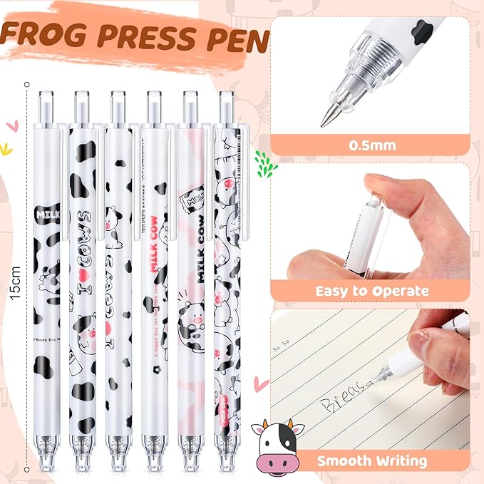 Crtin 69 Pcs Cute Sticky Notes Set,Cartoon Pen, Stickers, Paperclip, Sticky Memos Office & Party Favors(Cow)
