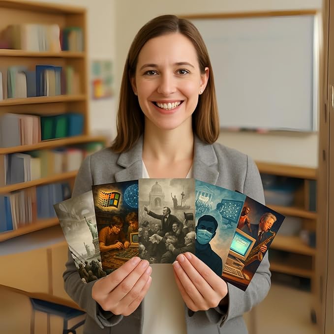 US American Goverment History Posters - 4x6 Inches Set of 40 Pcs Double Sided Classroom Must Haves Flash Card - Time Line Bulletin Board Classroom Decor for Middle High School - Teacher Supplies Kit