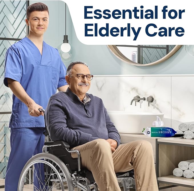 Adult Wipes For Elderly - 8"x13" Extra Large & Soft Wet Wipes for Adults Bathing - Incontinence Disposable Washcloths, Vitamin E & Aloe Infused for Men & Women 240ct (4 Packs of 60)