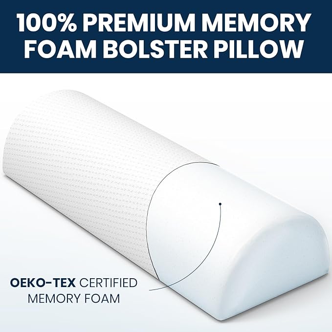 Everlasting Comfort Under Knee Pillow for Back Sleeping - Memory Foam Half Moon Leg Bolster Pillow for Back Pain, Thoracic Support (Pack of 2)