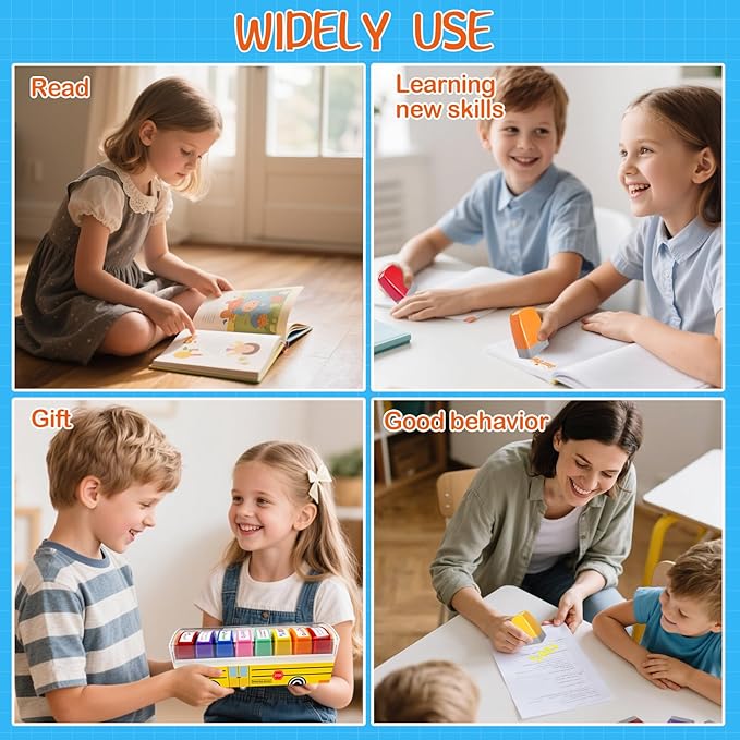 Teacher Stamps for Grading Classroom, Easter Basket Stuffers New Teacher Appreciation Gifts, Self-Inking Motivation Great Job Parent Signature Stamp for Homework Must Haves, Teacher Supplies (8 pcs)