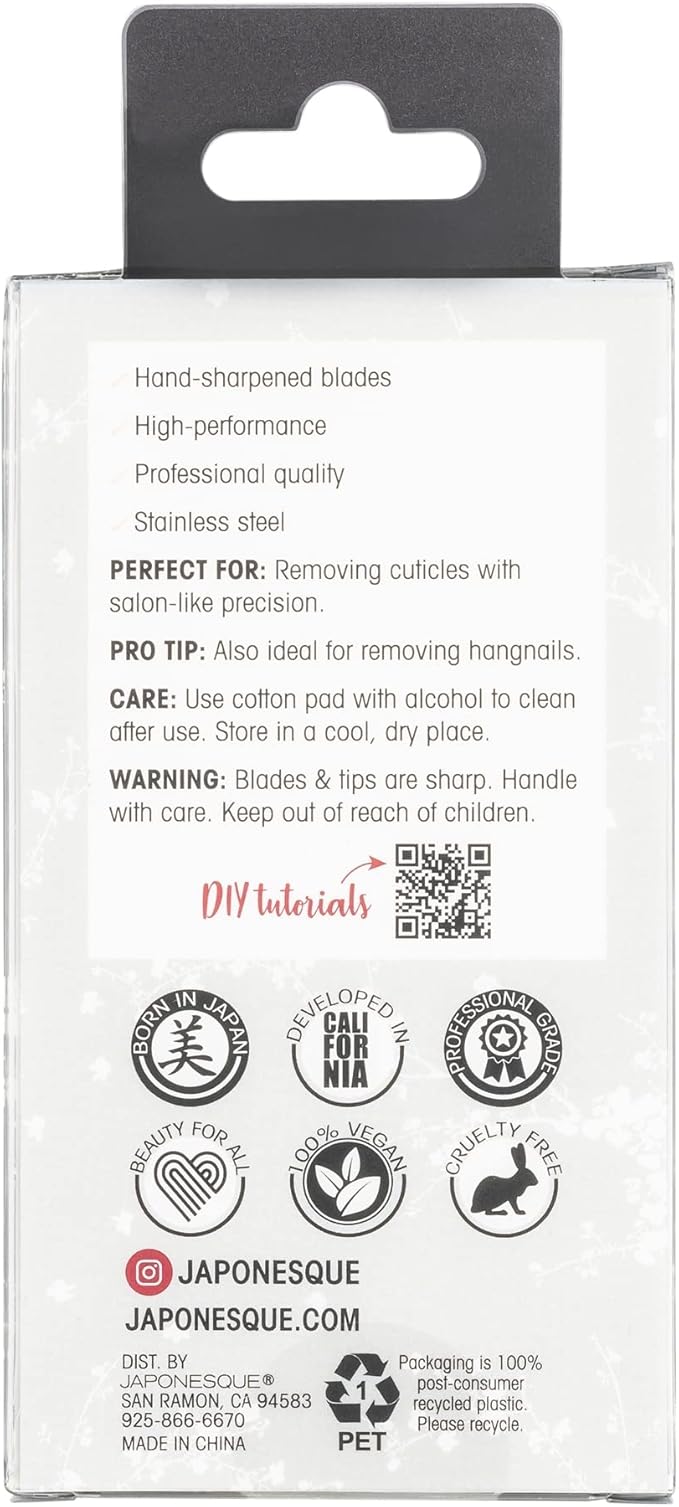 JAPONESQUE Cuticle Nipper with Ultra-Sharp, High Performance, Stainless Steel Blades to Remove Hangnails and Cuticles, Anti-Slip Grip for Control and Comfort