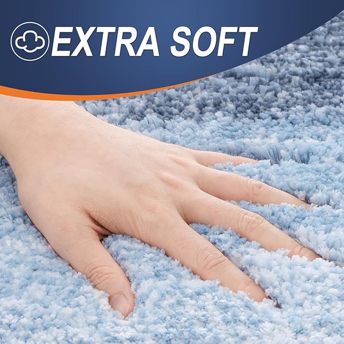 OLANLY Bathroom Runner Rugs 40x24, Extra Soft Absorbent Microfiber Bath Rugs, Rubber Backing, Quick Dry, Machine Washable Bath Mats for Bathroom Floor, Tub and Shower, Home Decor Accessories, Blue