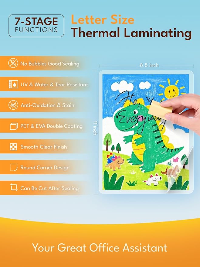 Uinkit 3mil Thermal Laminating Pouches 8.5 x 11", 60Pack Popular Pack for Teachers, Home Office - Crystal Clear, Thermal Laminating Sheets for Projects & Documents, Laminator Need