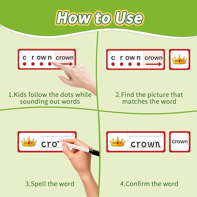 Phonics Games Flash Cards for Kids, Sight Word Spelling Games, Digraphs and Blends flashcards, Speech Therapy Toys for Toddlers, Learn to Read, Preschool Kindergarten Learning Activities