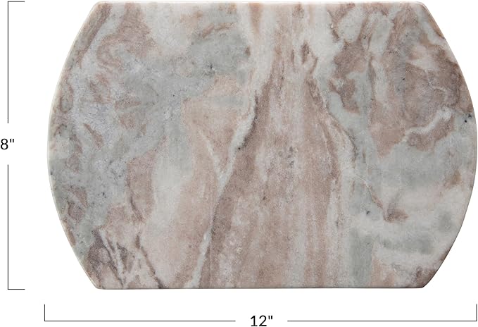 Creative Co-Op Long Marble Cutting Board, Buff, 12" x 8"