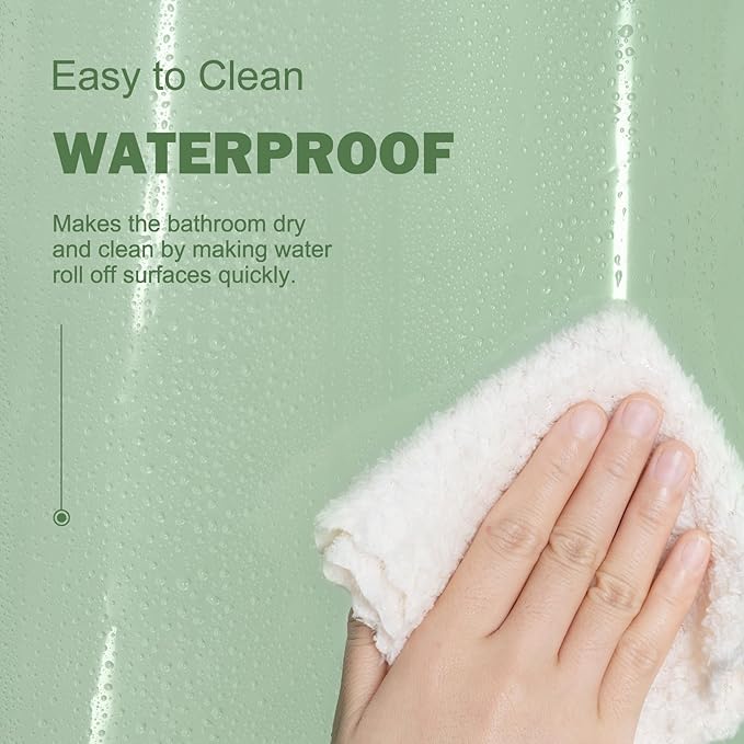 UFRIDAY Green Clear Shower Curtain Liner 72 x 72 inches,Pastic Standard Shower Curtain Liner 12 Rust Resistant Metal Grommets, 5 Weighted Magnet Hem,Mint, Green