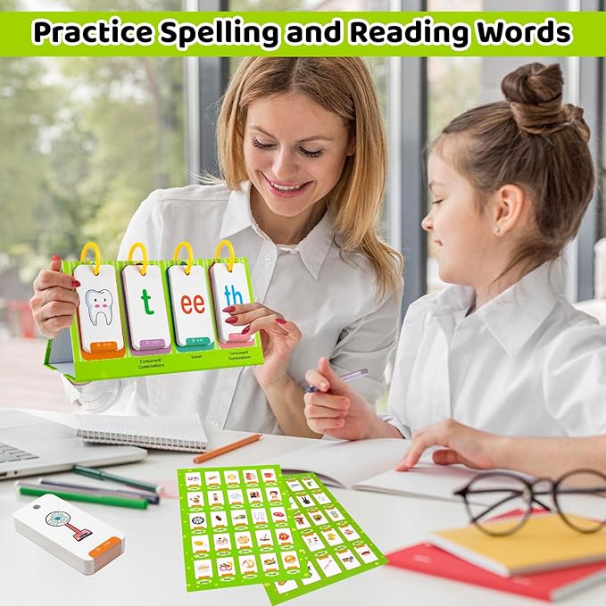 CVC & CVCC Words Games Phonics Flash Cards for Preschool Kindergarten, Alphabet Learning Pocket Chart, Educational Preschool Phonics Learning Tool for Student Teacher School Supplies