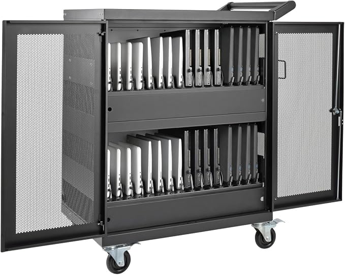 Tripp Lite 32-Port AC Charging Cart Storage Station for Chromebooks, Laptops & Tablets - Secures Devices in Locking, Vented, Wall-mountable Steel Cart - 2-Year Warranty (CSC32AC)