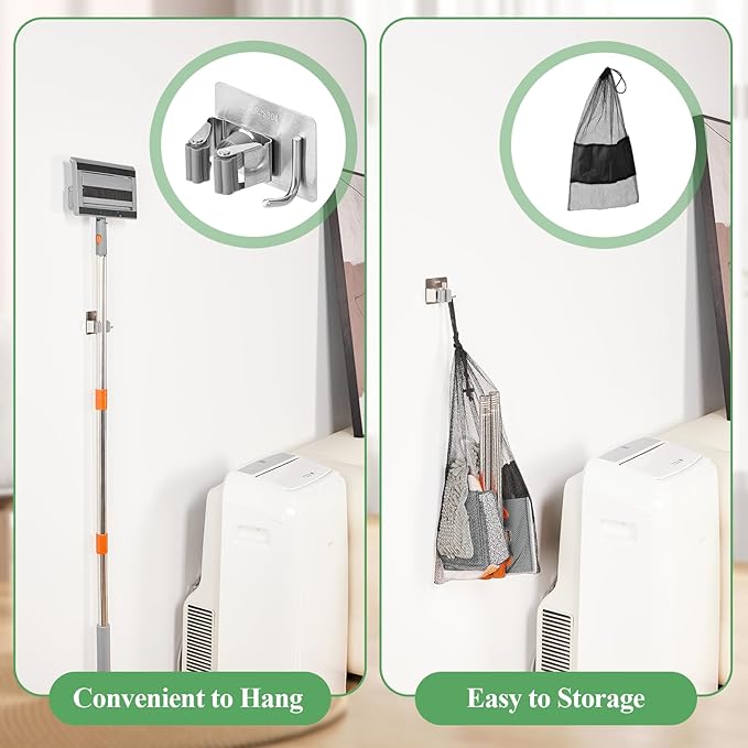Ceiling Fan Cleaner Duster - 79" Extension Pole & Dual Brush Heads Baseboard Cleaner Tool with Handle, 4-in-1 Reusable Fan Blade Cleaner Ceiling Fan Duster for Fan Blades Baseboards Corners