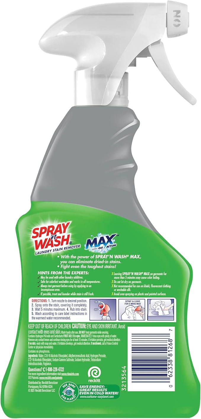 Spray 'N Wash Max Laundry Strain Remover 16 oz, Packaging may vary (Pack of 3)
