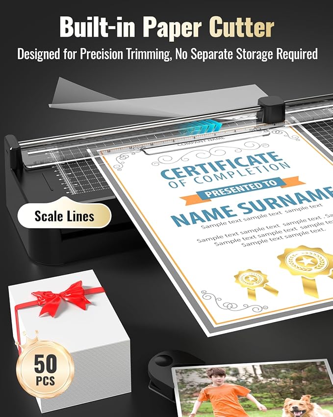 13in Laminator Machine with Sheets 50pcs + Paper Trimmer + Corner Rounder, 11x17 / ABS Anti-Jam Technology |Dual Hot and Cold Mode | 90s Fast Preheat for A3/A4/A5/A6 Home Office School Use