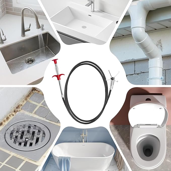 Drain Snake,76 inch Flexible Grabber Claw Pick Up Reacher Tool,Drain Clog Remover - Gutter Cleaning Tools for Home Sink, Bathroom Tub,Drain, Toilet, Tight Spaces