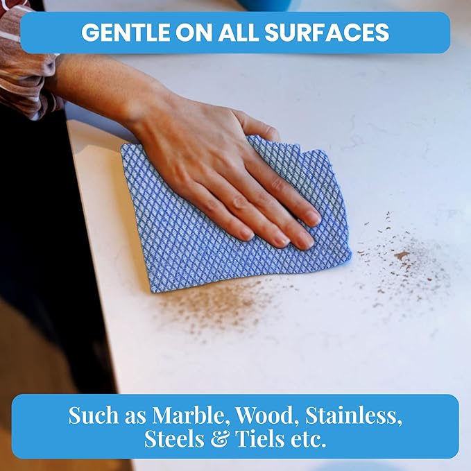 Disposable Cleaning Cloths, 50 Packs, 13.8"x15.8" Reusable Kitchen Towels, Soft Absorbent Multipurpose Household Cleaning Towels, Disposable Dish Cloths for Kitchen, Stove, Bathroom, Handy Wipes, Blue