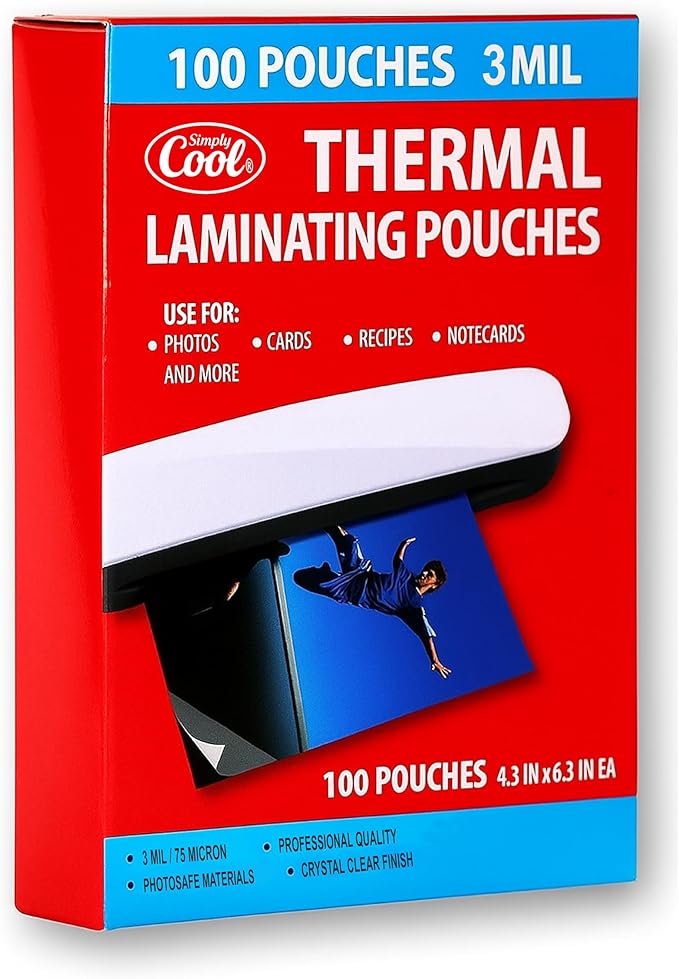 3MIL Thermal Laminating Sheets (100 Count) 4.3x6.3 inch, Card Size Dry-Erase Friendly Laminating Pouches, Compatible with Laminators, Crystal Clear Laminated Finish