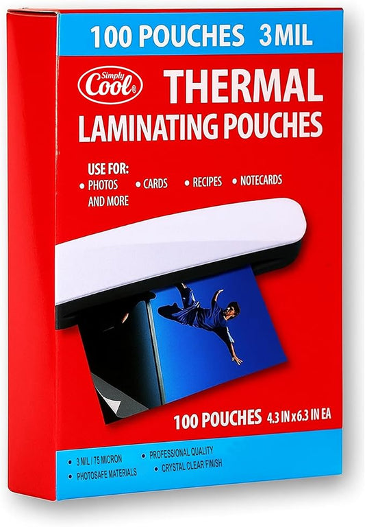 3MIL Thermal Laminating Sheets (100 Count) 4.3x6.3 inch, Card Size Dry-Erase Friendly Laminating Pouches, Compatible with Laminators, Crystal Clear Laminated Finish