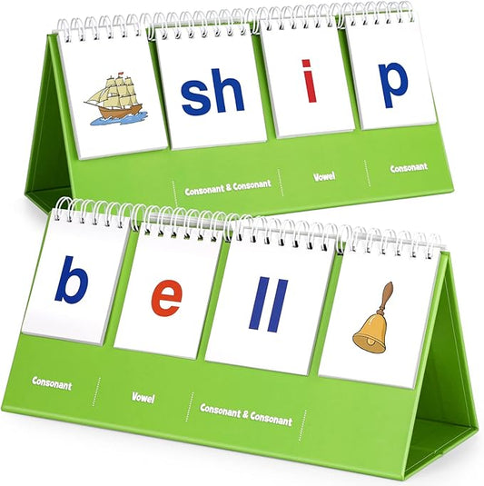 Aizweb CVCC & CCVC Word Builder,Phonics Games Flash Card for Preschool Kindergarten Classroom,Special Education Reading Manipulative Spelling Toy for Learning Activity Teacher School Supplies