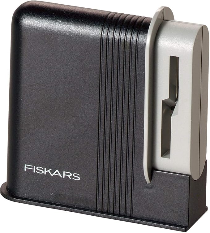Fiskars Scissor Sharpener, for Right-Handed People, Ceramic Grinding Heads/Plastic casing, Black/Grey, 1005137