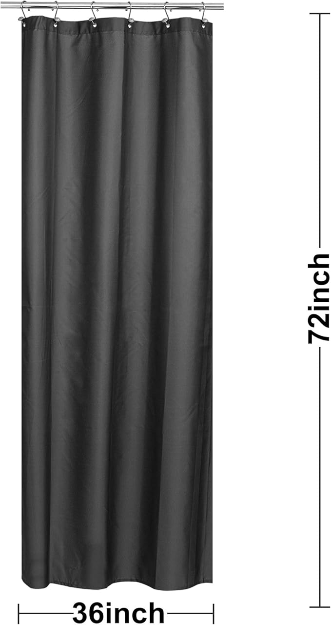 N&Y HOME Fabric Shower Stall Curtain or Liner 36 x 72 Inches - Hotel Quality, Machine Washable, Water Repellent - Graphite Gray, 36x72