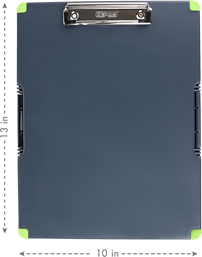 Dexas Duo Clipcase, Double Sided Clipboard Design, Portable Clipboards 13”x10” Gray/Green, Combine Style and Functionality Office Supplies for Nursing, School, Work, Trades, Home Office (Pack of 3)