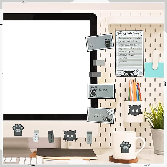 B1ykin Cute Sticky Notes Set - It’s Fine I’m Fine Everything is Fine Self-Stick Notes Pad, 550 Sheets Writing Memo Pages Sticky Notepad for Teacher Appreciation Gift School Office (Funny Black Cat)