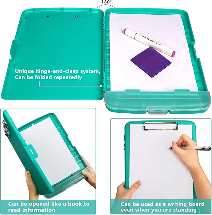 SFLHHDM Clipboard with Storage, Clip Boards 8.5x11, Plastic Clipboards with Pen Holder, Clip Board with Storage Compartments, Nurse Clipboard with Storage for Classroom, Student, Teacher