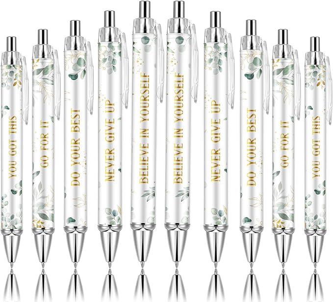 10PCS Christian Pens for Women Inspirational Quotes Bible Verse Ballpoint Pen Green Leave Pens Bulk Religious Ink Pens Employee Appreciation Gift Bulk for School Teacher Office Church Supplies