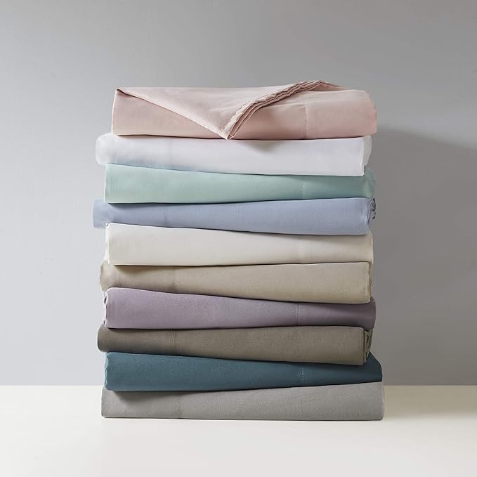 Madison Park 3M Microcell Bed Sheet Set Color Fast, Wrinkle and Stain Resistant, Soft Sheets with 16" Deep Pocket All Season, Cozy Bedding-Set, Matching Pillow Case, Cal King, Seafoam, 4 Piece