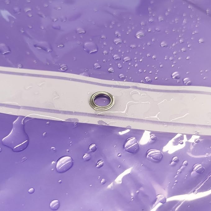 Barossa Design Clear Lavender Stall Shower Curtain Liner 36" W x 72" H - Waterproof Lightweight PEVA Plastic Shower Liner for Small Bathroom, 3 Bottom Magnets & Metal Grommets - Clear Lavender