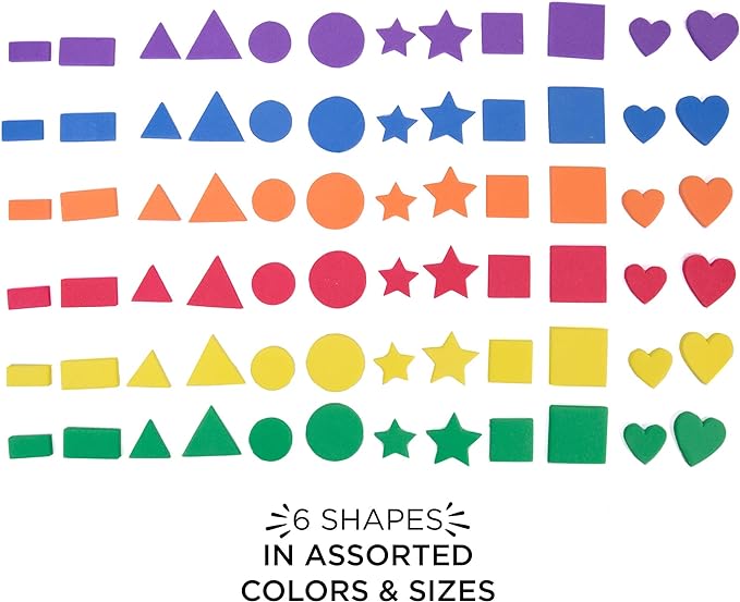 Horizon Group USA Assorted Self Adhesive Foam Shapes, Multicolored