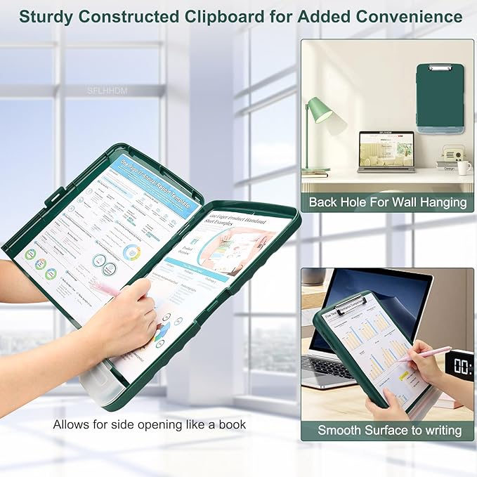 SFLHHDM Clip Boards 8.5x11 with Storage, Heavy Duty Storage Clipboard, Nursing Clipboards Folder with Pen Holder, Clipboards with Low Profile Clip, Nurse Clipboard Binder Case for Classroom