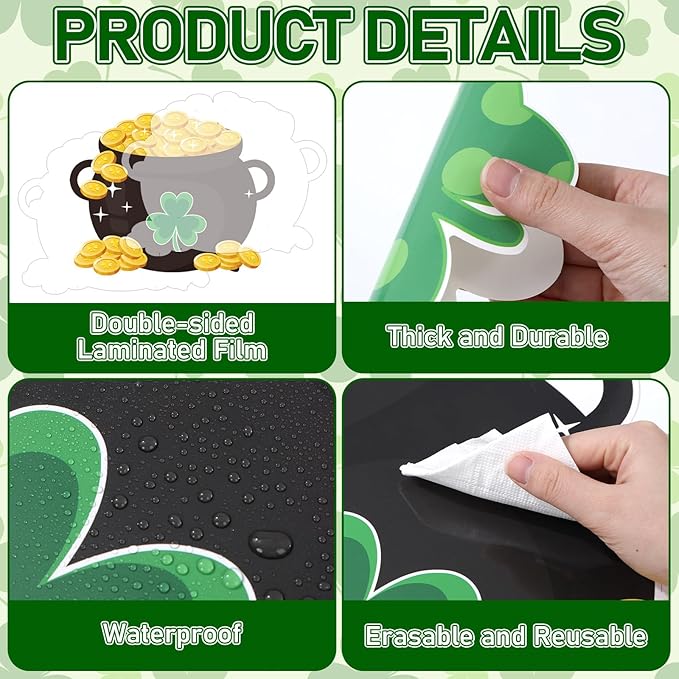 St. Patrick's Day Christian Bulletin Board Set Jesus Religious Classroom Decorations 3D Rainbow Gold Coin Paper Cutouts Shamrock Bulletin Board Borders for Church Sunday School VBS Wall Door Decor