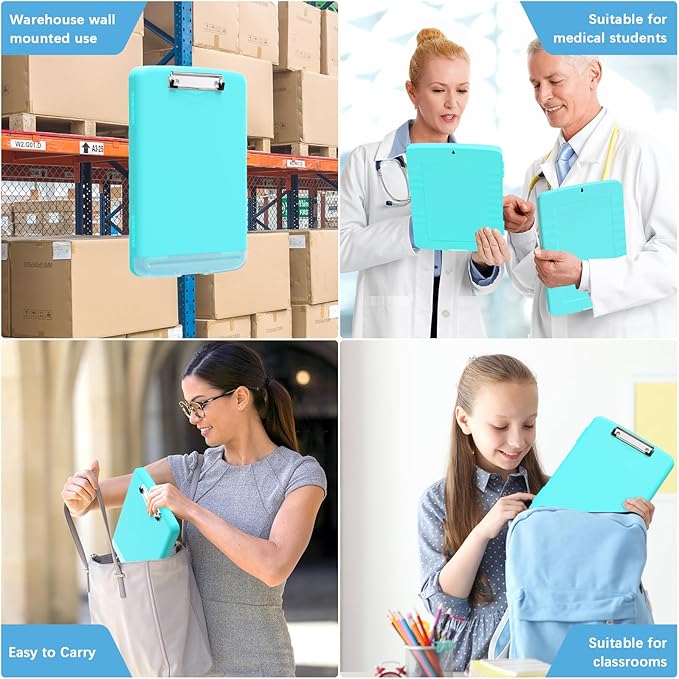 Hongri Clipboard with Storage with Pen Holder, Folder Nursing Clip Board 8.5 x 11 Foilo-Side Opening, High Capacity, Light Weight for Teachers, Classroom. Size 14 x 9.6 x 1.2 in(Light Green)