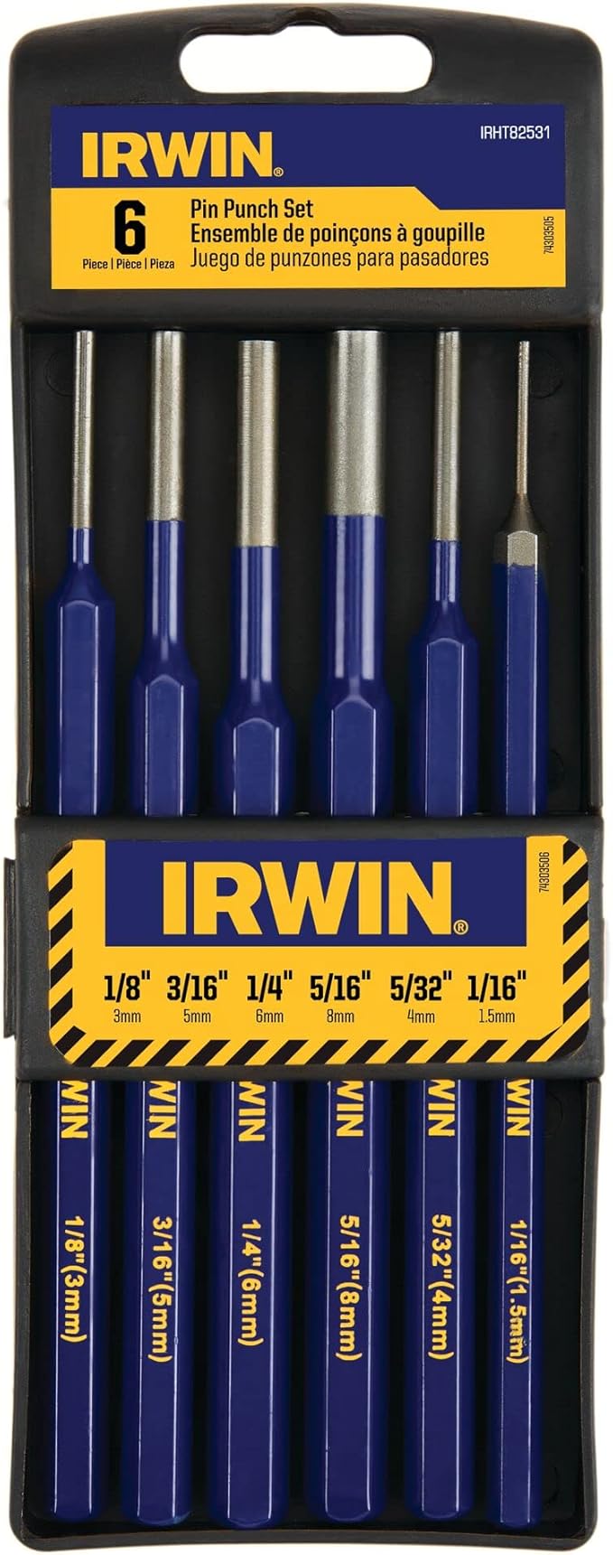 IRWIN Punch Set, 6-Pack with Various Sizes, Tempered for Durability (IRHT82531)