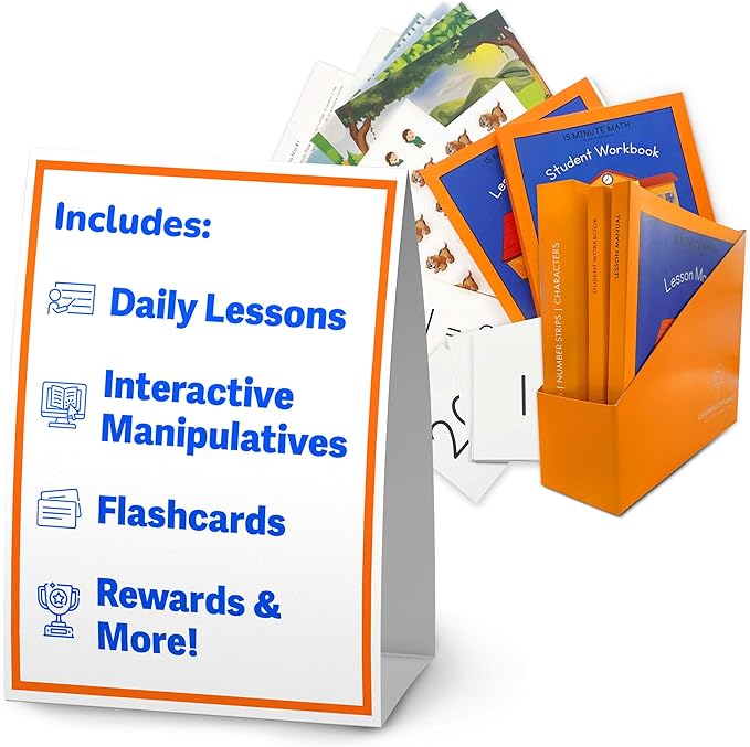 Learning Dynamics 15 Minute Math Program – Numeric & Math Learning Program Includes Flashcards, Manipulatives, Parent Guide Book – Learn Counting, Order, Value, Math Equations for 4-7 Year Olds