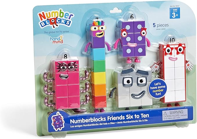 hand2mind Numberblocks Friends Six to Ten Figures – Official Licensed Character Action Figure Set, Numbers and Counting Figurines, Pretend Play Toys, for Kids Ages 3, 4, 5, 6, 7