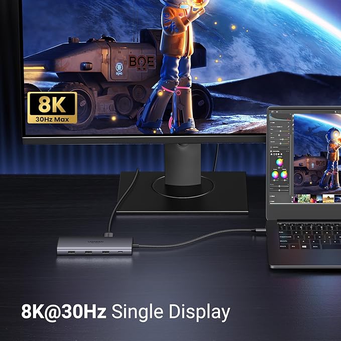 UGREEN Docking Station 10 in 1 Revodok Pro 210 USB C Dock Dual HDMI 4K@60Hz Single 8K@30Hz 100W PD 5Gbps USB C and USB A Data Ports Gigabit Ethernet, SD/TF Card Reader USB Hub Compatible for HP, Dell