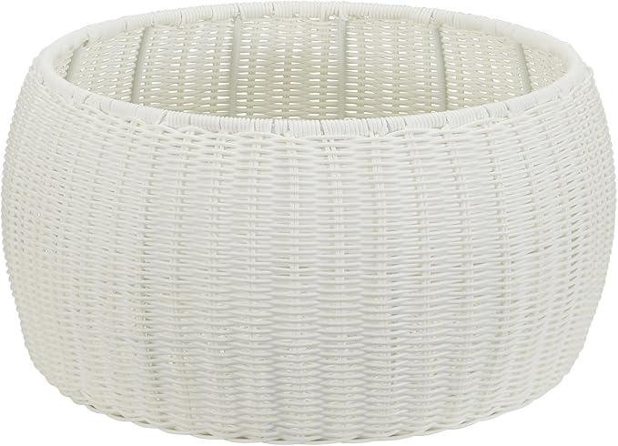 Resin Wicker Storage Stool or Side Table, White