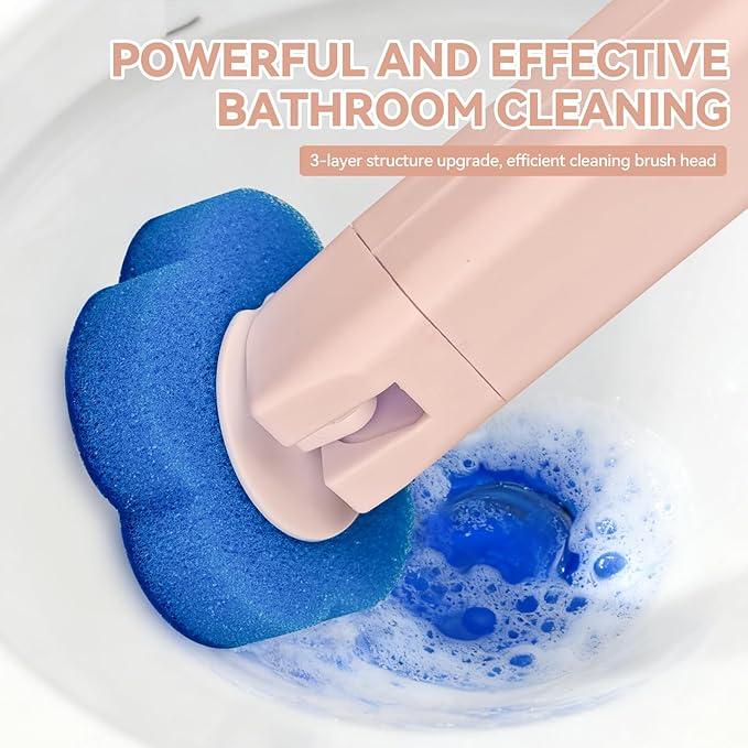 Disposable Toilet Brush Toilet Bowl Cleaner,Toilet Cleaning Supplies,Toilet Bowl Brush,Toilet Cleaner Brush,Toilet Brush with Holder,48 Refills for Cleaning and Hygienic Bathroom Maintenance (Pink)