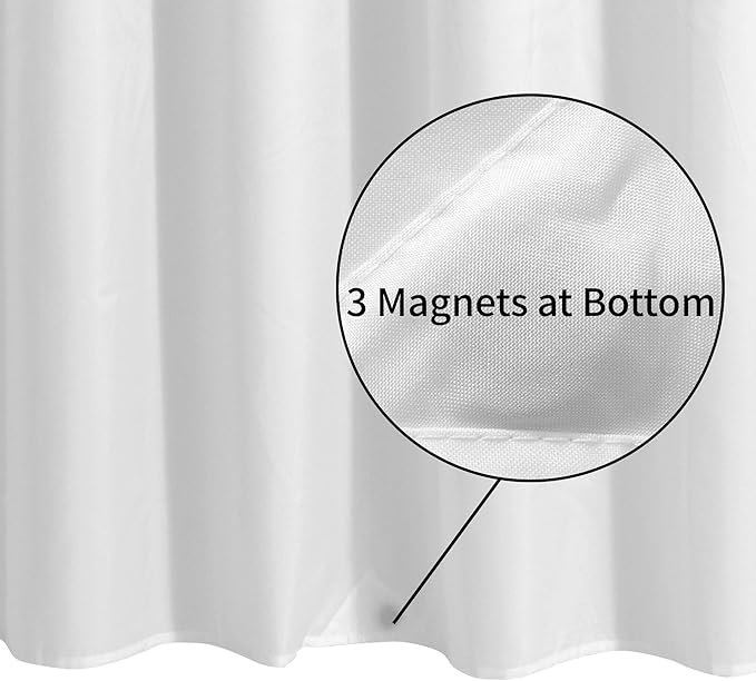 ALYVIA SPRING Waterproof Fabric Shower Curtain Liner with 3 Magnets - Soft & Light-Weight, Hotel Quality & Machine Washable - Standard Size 70x72, White