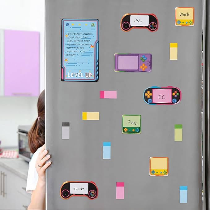 B1ykin Cute Sticky Notes Set - Level Up Video Game Shaped Self-Stick Notes Pad, 550 Sheets Writing Memo Pages Sticky Notepad for Teacher Appreciation Gifts, School Office Supplies (Light Video Game)