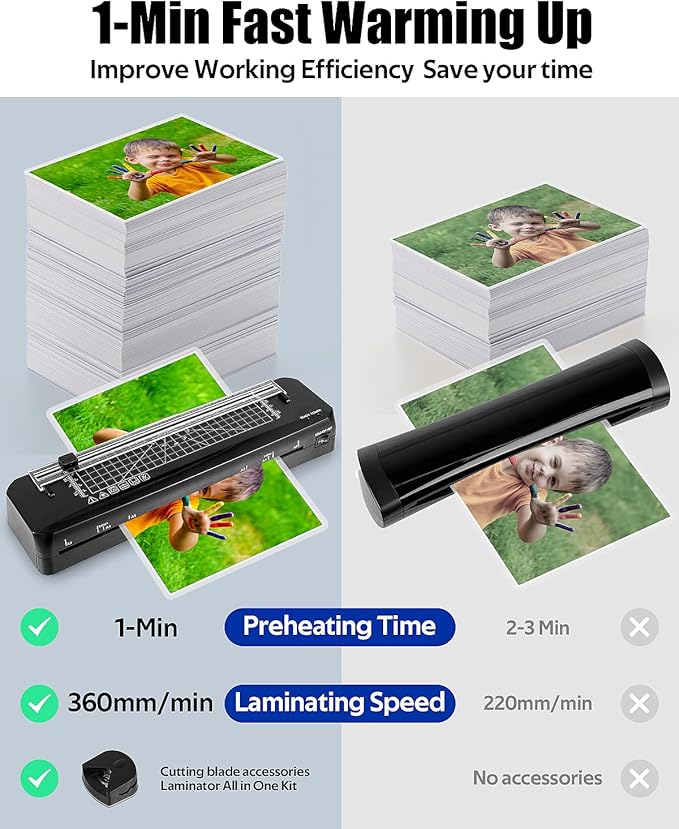 Laminator A3 Laminator Machine with Built-in Trimmer, 70s Fast Warm-up, 13 Inches Cold and Thermal Laminating with 20 Laminating Sheets, Portable Laminating Machine for Home Office School Use