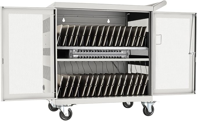 Tripp Lite 32-Port USB Charging Cart Storage Station for Android & Tablet, White (CSC32USBW)