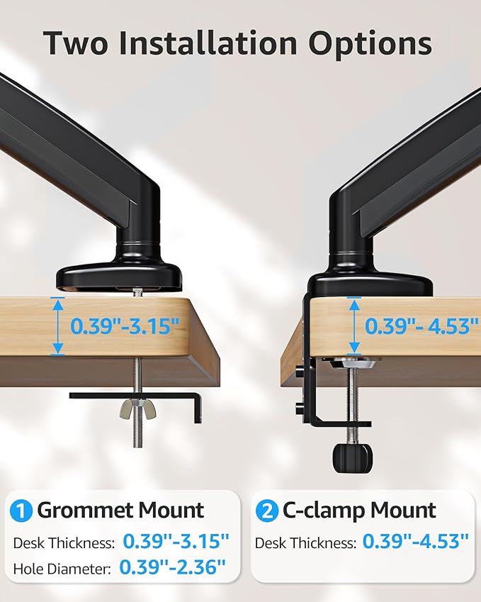 MOUNTUP Single Monitor Desk Mount Holds Screen up to 32 inch, Height Adjustable Monitor Arm, Computer Monitors Stand with Clamp/Grommet Mounting Base, VESA Mounts Fit 4.4-17.6lbs Computer, Black